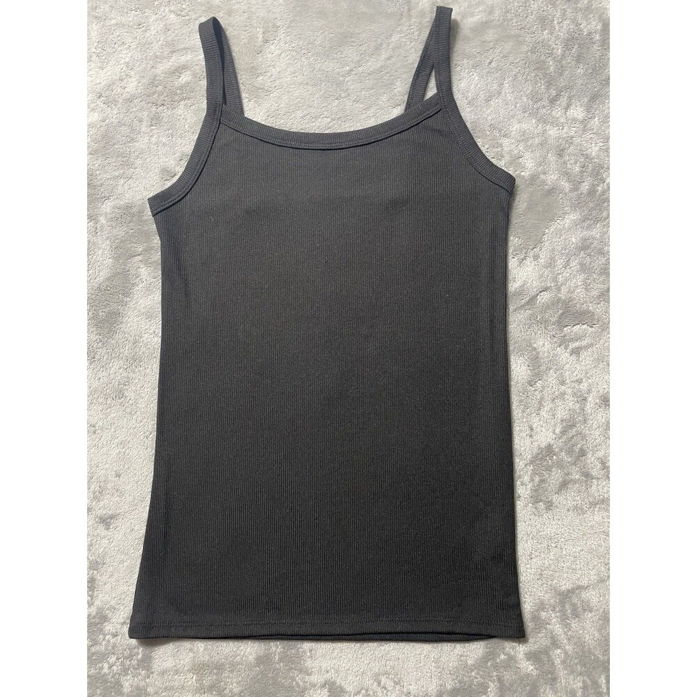 No Boundaries Ribbed Tank Top Shirt Black Juniors Medium Thin Straps NWOT